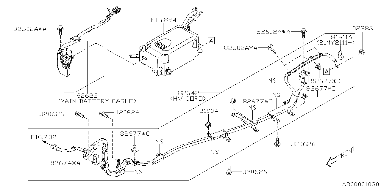 Diagram MAIN BATTERY CABLE EV for your 2022 Subaru Forester   