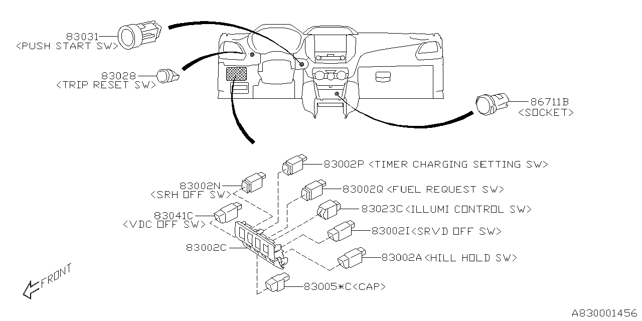 Diagram SWITCH (INSTRUMENTPANEL) for your Subaru