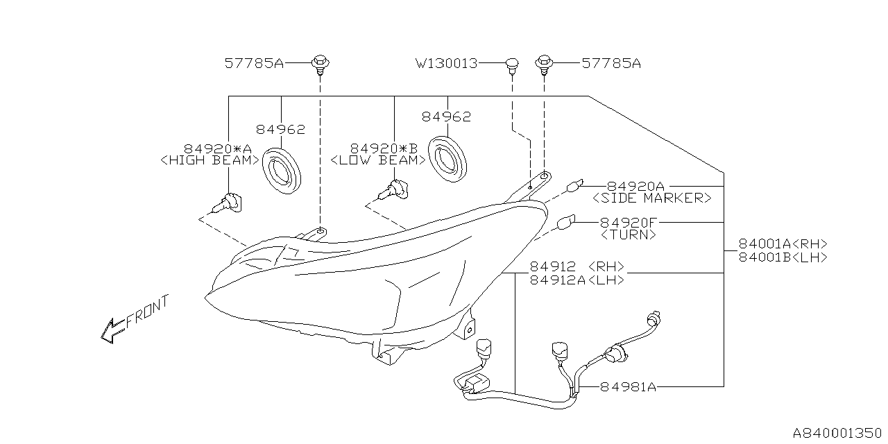 Diagram HEAD LAMP for your 2022 Subaru Crosstrek   