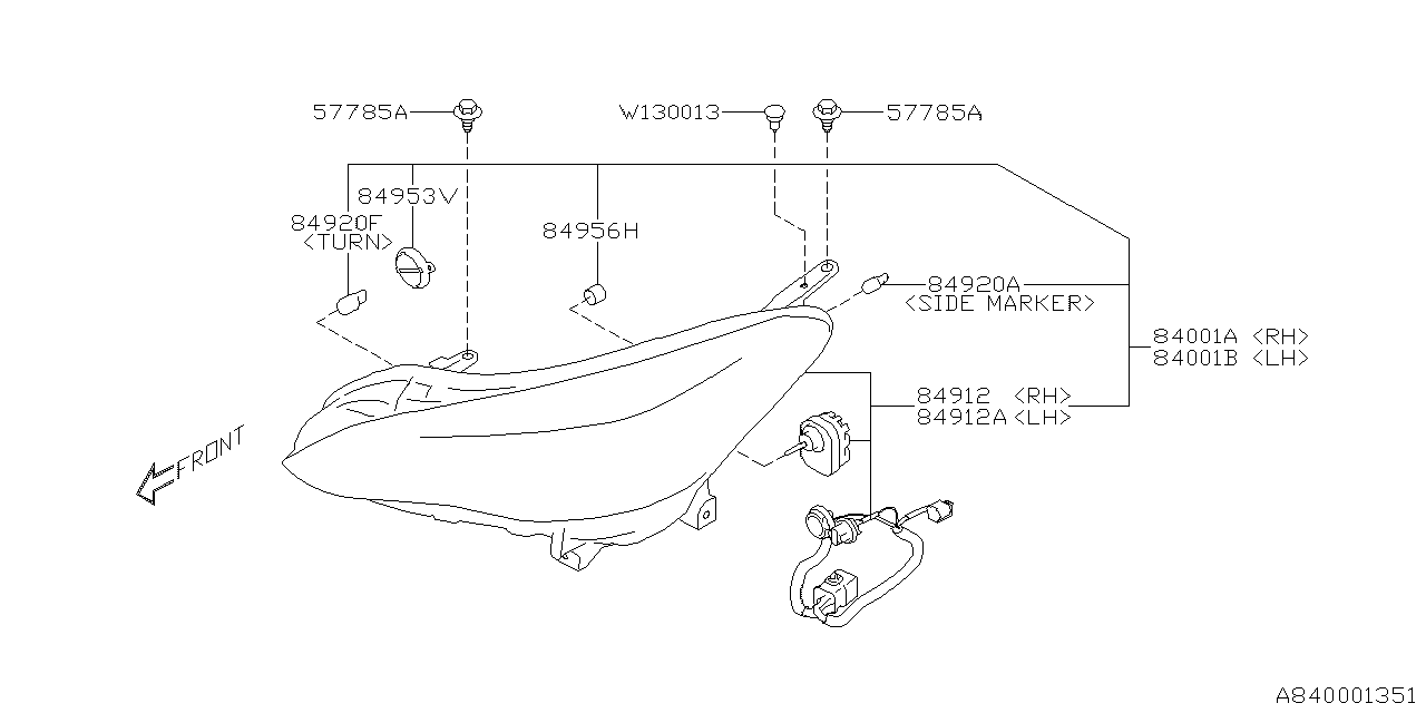 Diagram HEAD LAMP for your 2010 Subaru Legacy   