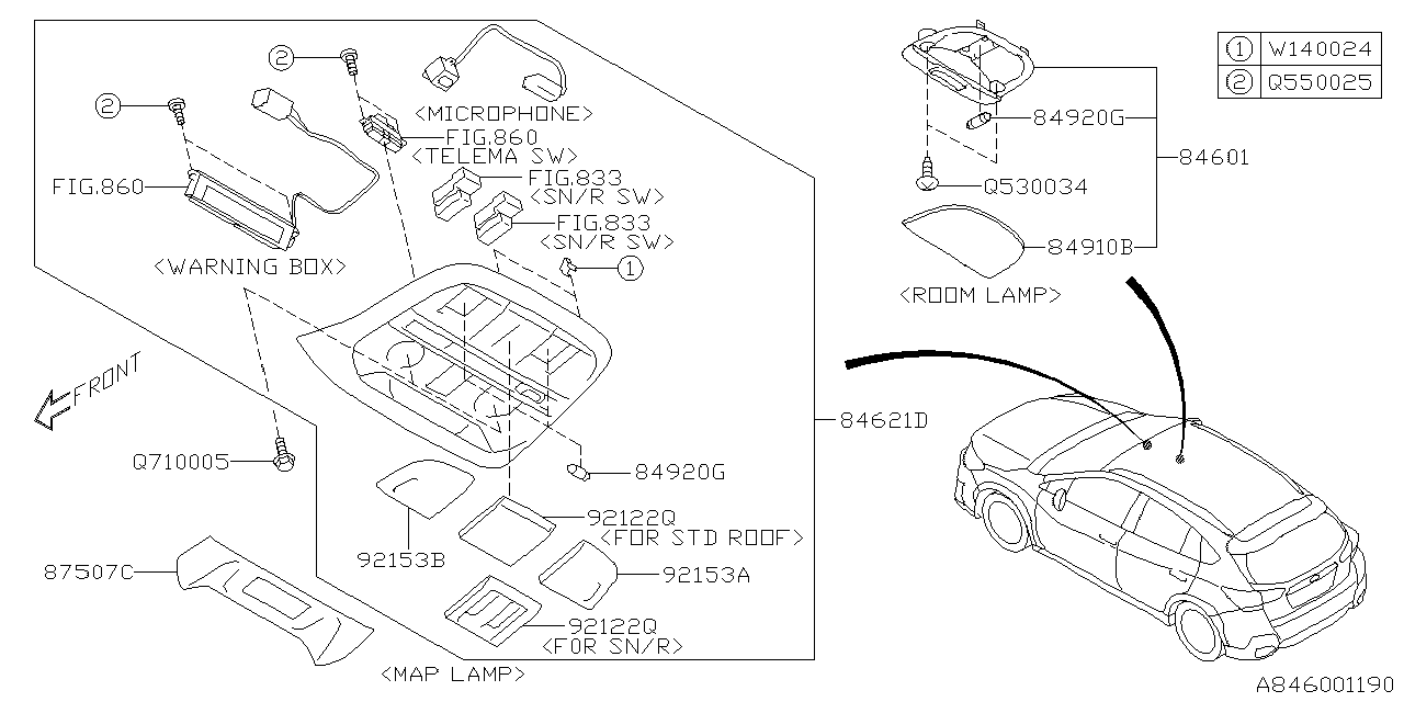 Diagram LAMP (ROOM) for your 2018 Subaru Crosstrek 2.0L CVT Premium 