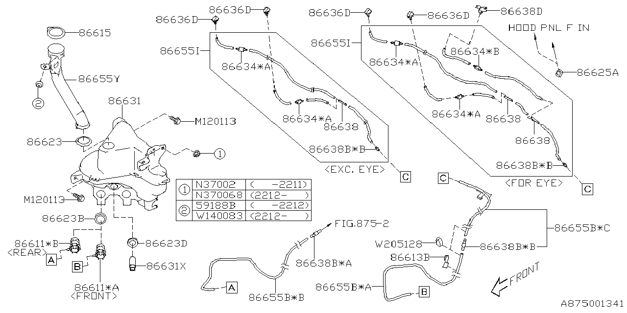 Diagram WINDSHIELD WASHER for your 2022 Subaru Forester 2.5L CVT Limited w/EyeSight 