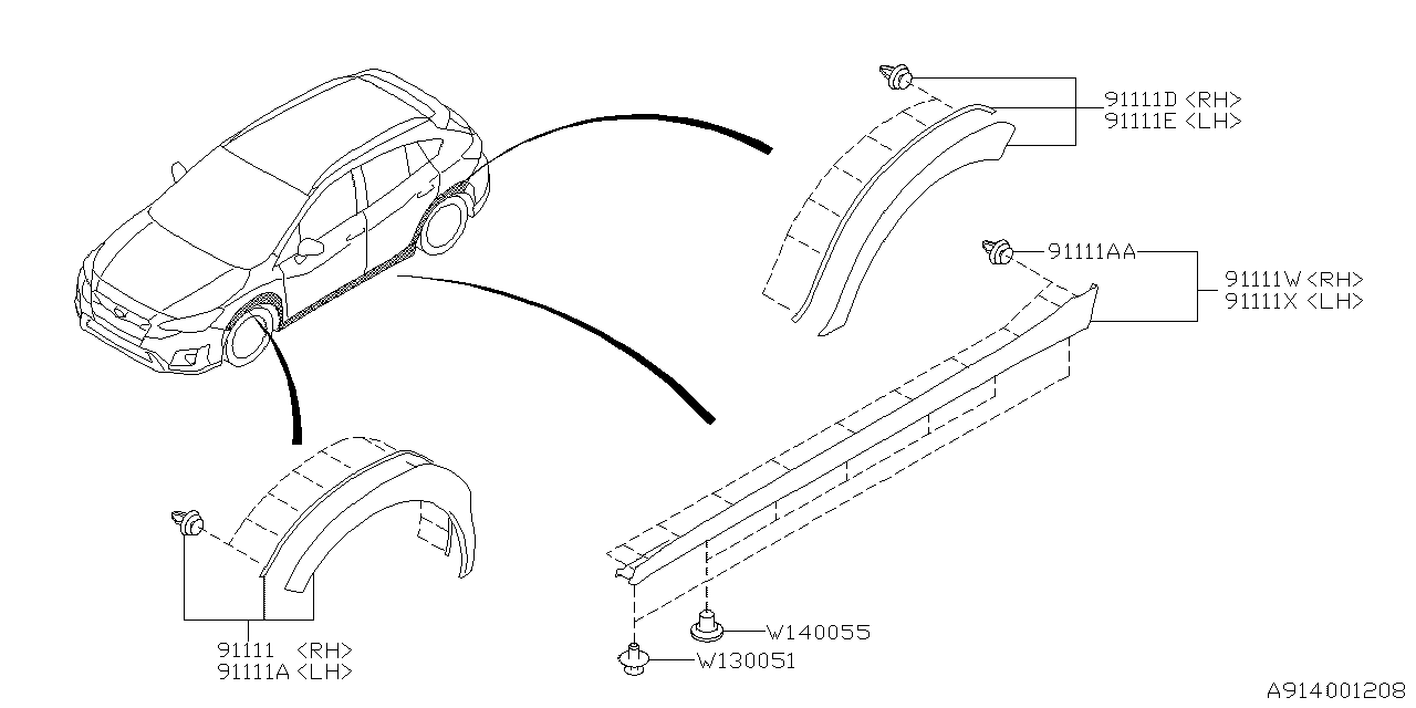 Diagram OUTER GARNISH for your 2018 Subaru Crosstrek   