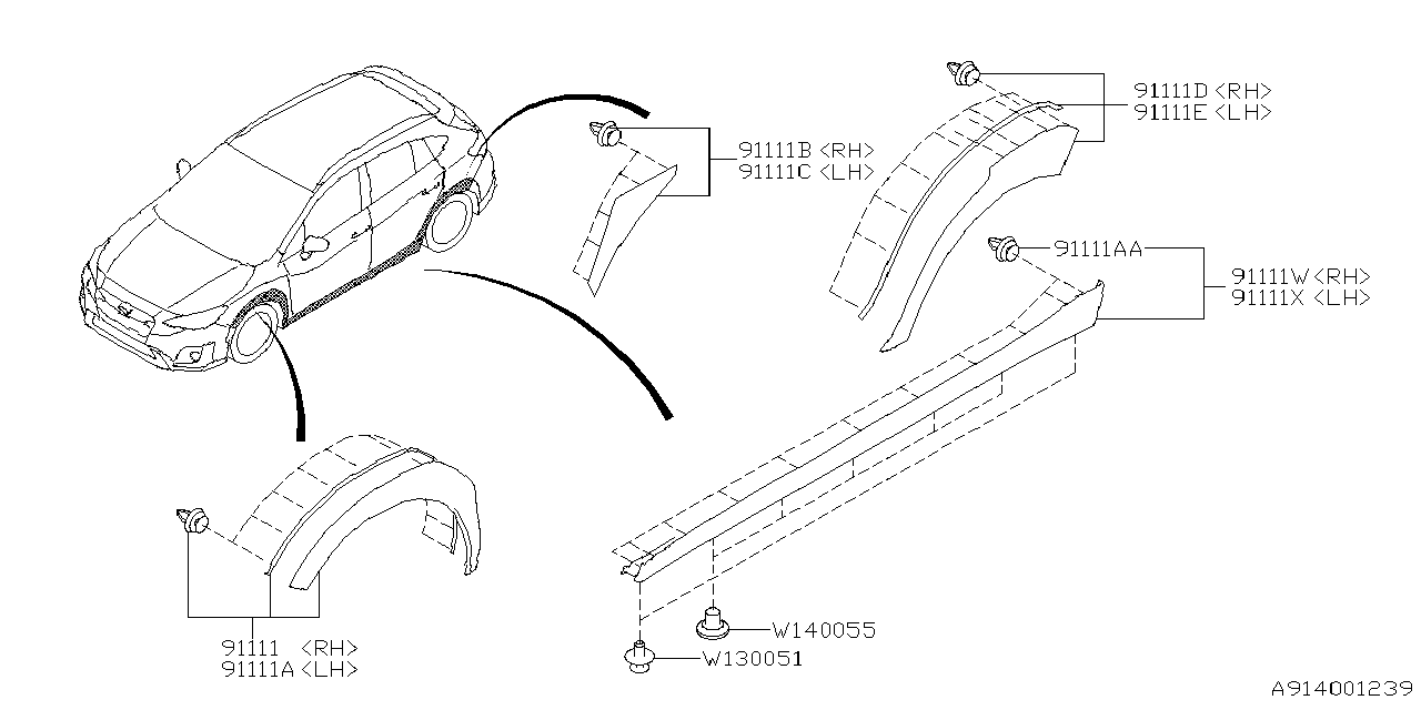 Diagram OUTER GARNISH for your 2014 Subaru Impreza  Limited Wagon 