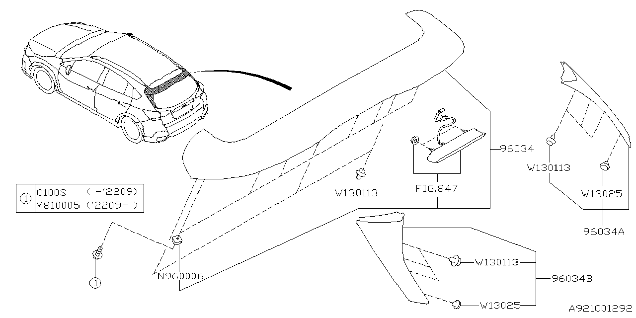 Diagram SPOILER for your 2012 Subaru Tribeca   