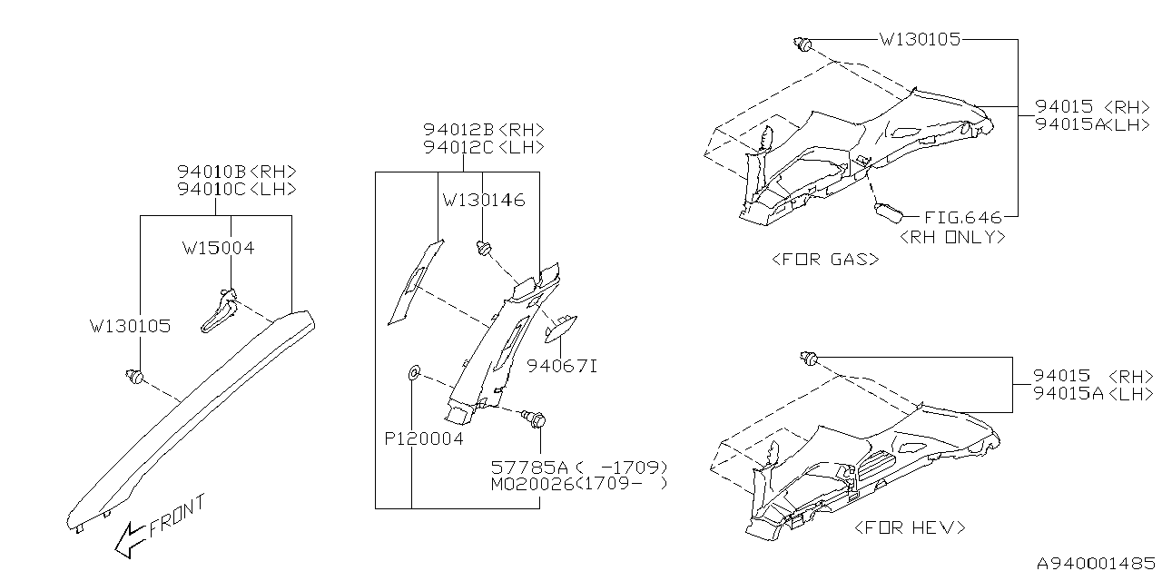 Diagram INNER TRIM for your Subaru Crosstrek  Limited w/EyeSight