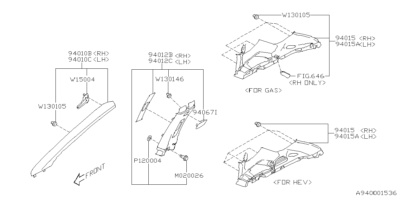 Diagram INNER TRIM for your Subaru Crosstrek  Limited w/EyeSight