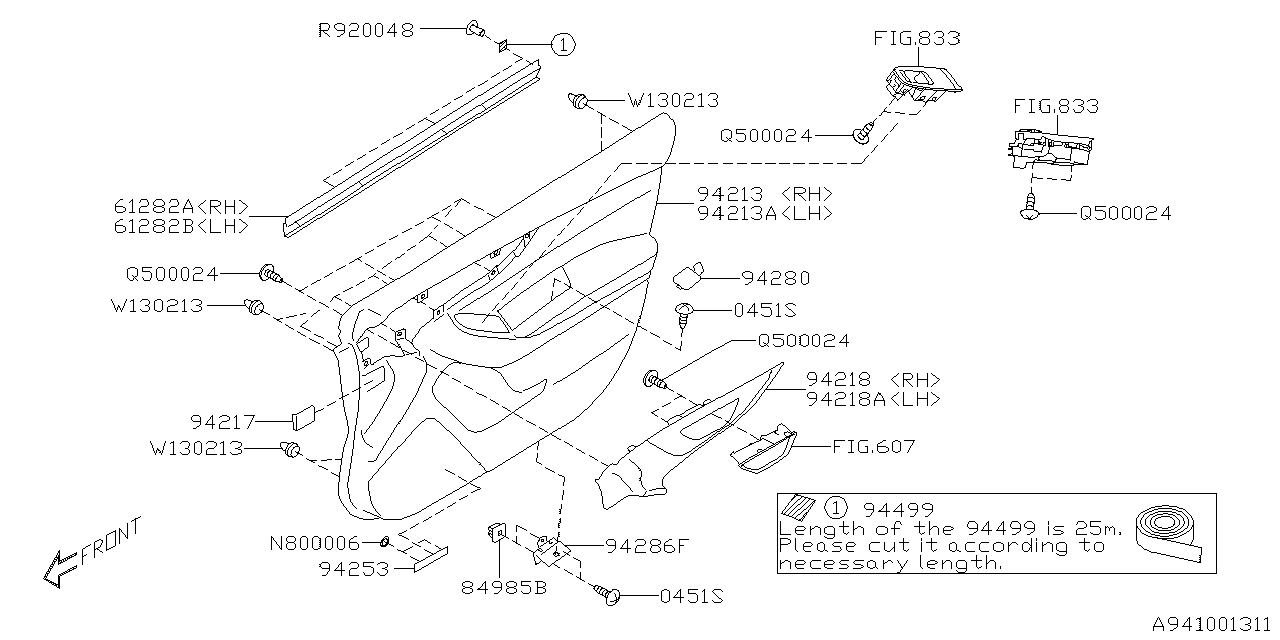 Diagram DOOR TRIM for your 1996 Subaru Legacy   