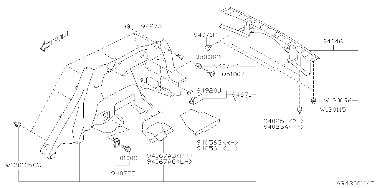 Diagram TRUNK ROOM TRIM for your 2018 Subaru Impreza  Sport Wagon 