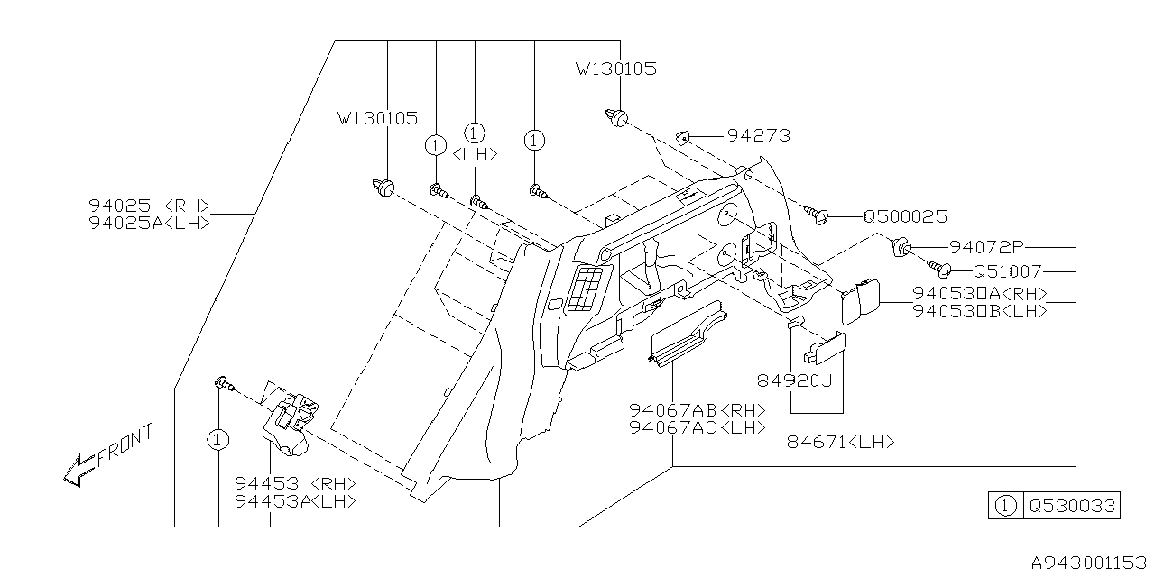 Diagram TRUNK ROOM TRIM for your 2019 Subaru Crosstrek 2.0L HYBRID CVT Premium w/Eyesight 