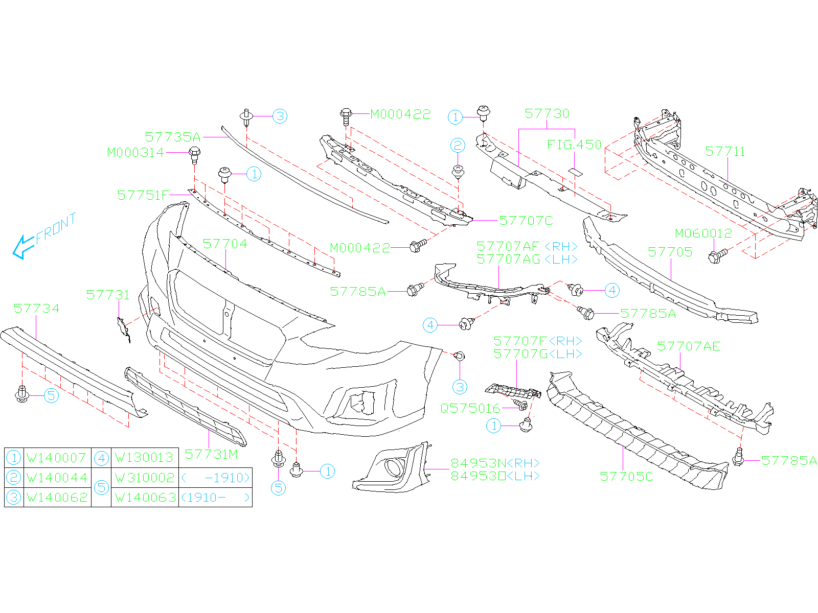 57707FL060 - Subaru Bumper Cover Bracket (Front, Lower) | Subaru Parts ...