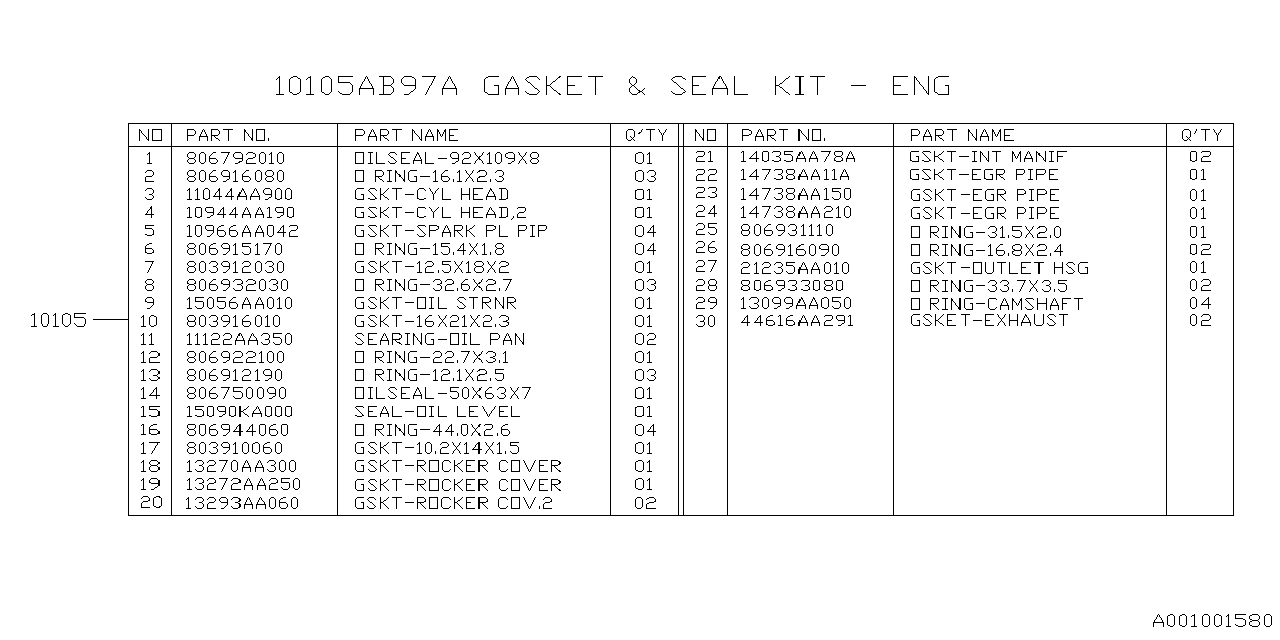 Diagram ENGINE ASSEMBLY for your 2013 Subaru Tribeca   