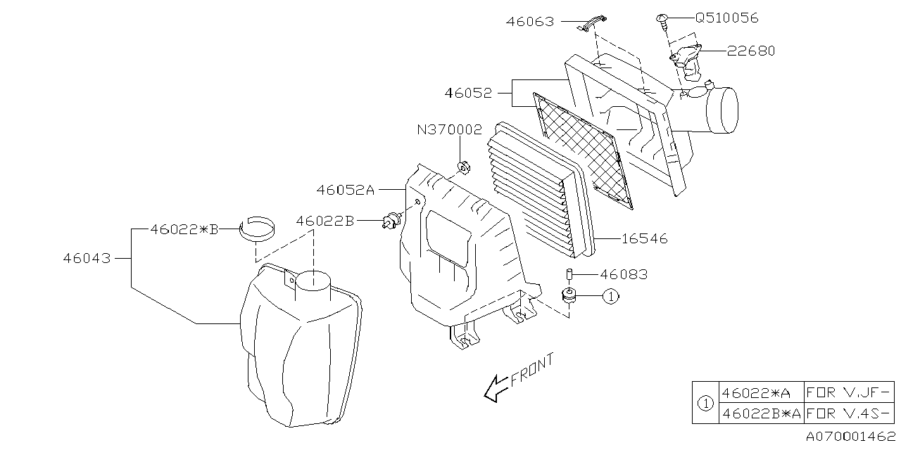 Diagram AIR CLEANER & ELEMENT for your Subaru Crosstrek  