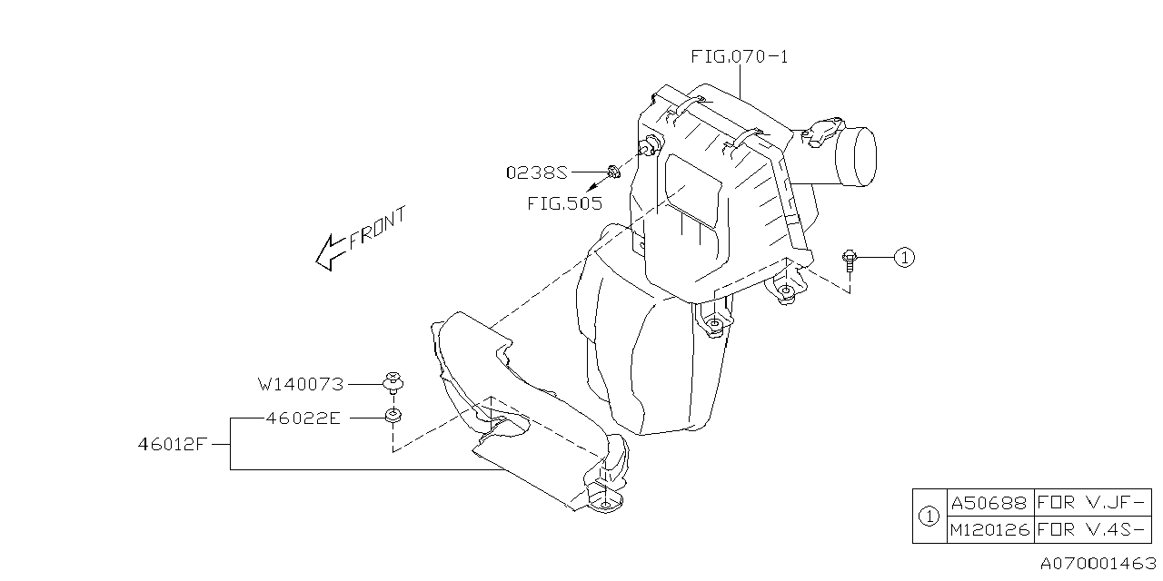 Diagram AIR CLEANER & ELEMENT for your 2023 Subaru Legacy   