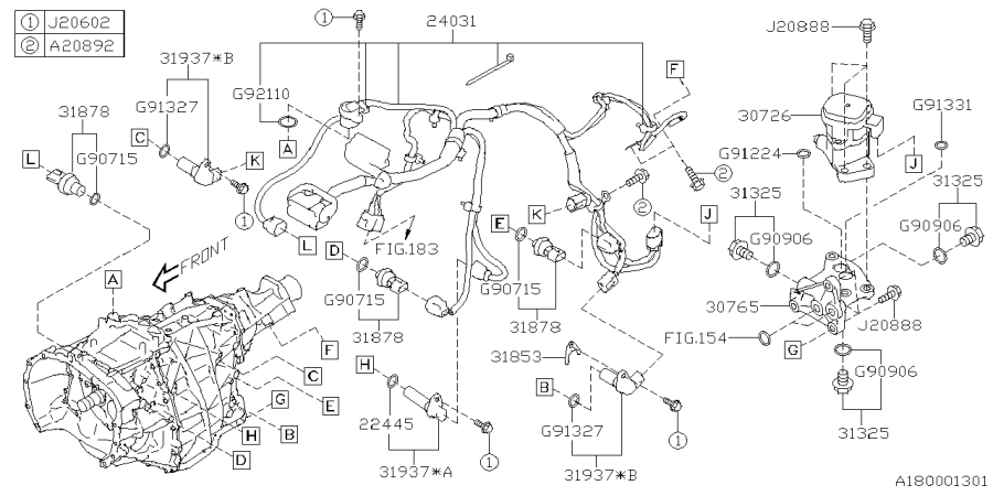 Diagram AT, SHIFT CONTROL for your Subaru Crosstrek  