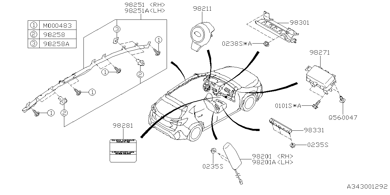 Diagram AIR BAG for your 2020 Subaru Crosstrek   