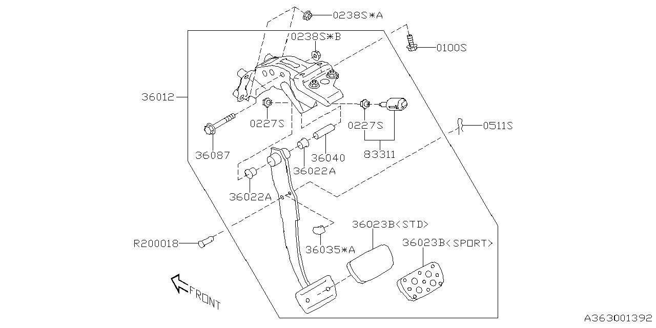 Diagram PEDAL SYSTEM for your 2017 Subaru Forester   