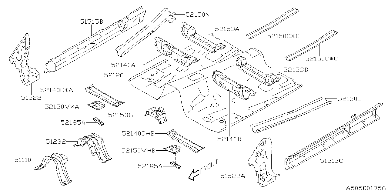 Diagram BODY PANEL for your 2023 Subaru Outback 2.4L  