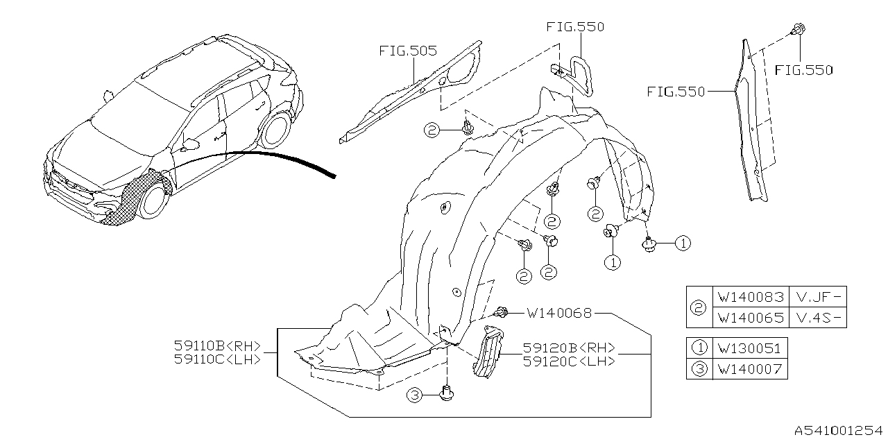 Diagram MUDGUARD for your Subaru