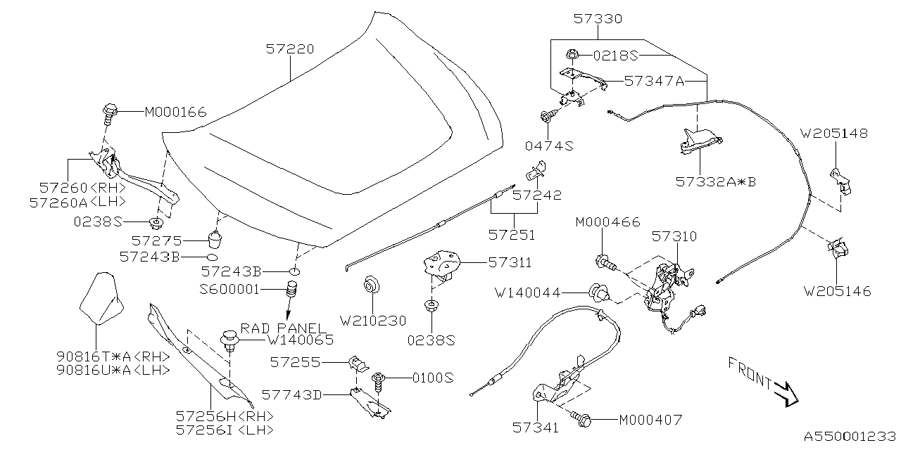 Diagram FRONT HOOD & FRONT HOOD LOCK for your 2009 Subaru Forester   