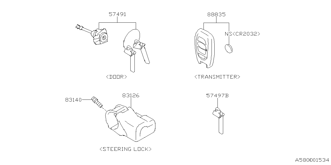 Diagram KEY KIT & KEY LOCK for your Subaru