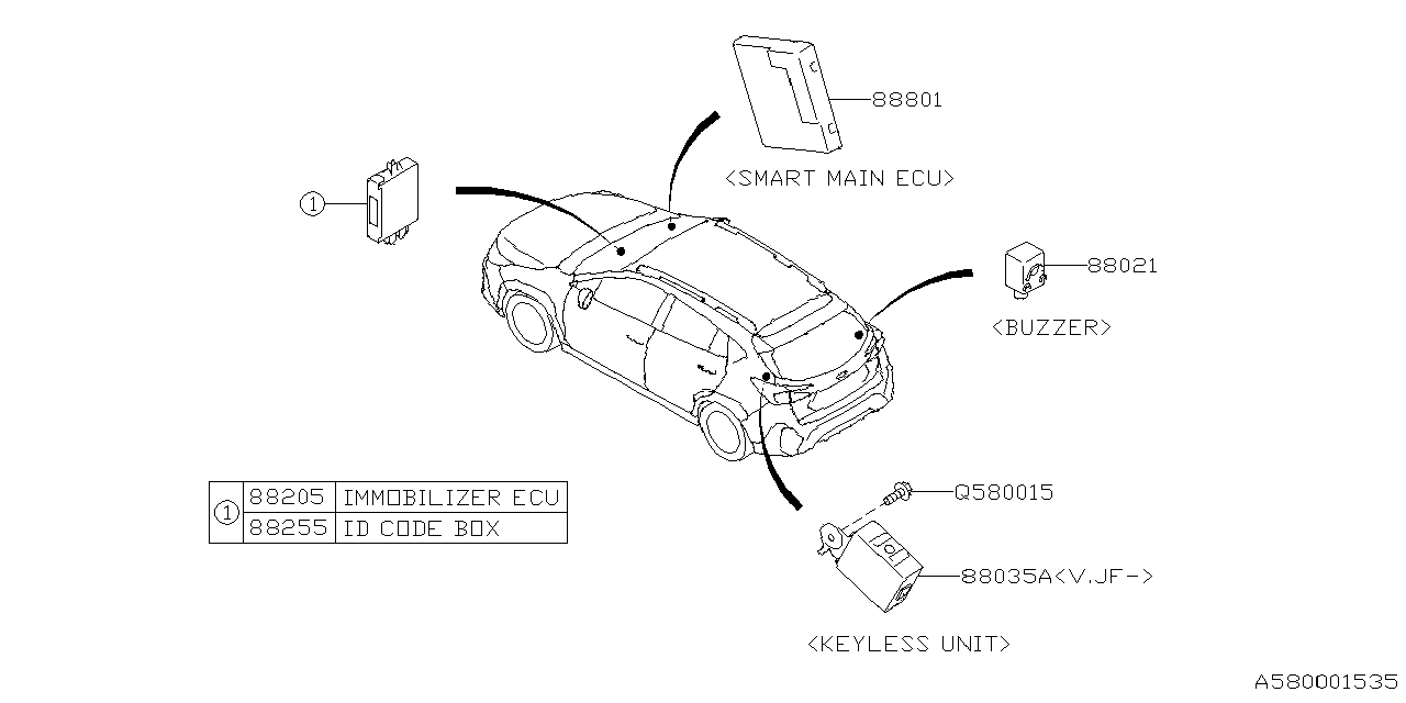 Diagram KEY KIT & KEY LOCK for your 2024 Subaru Solterra   