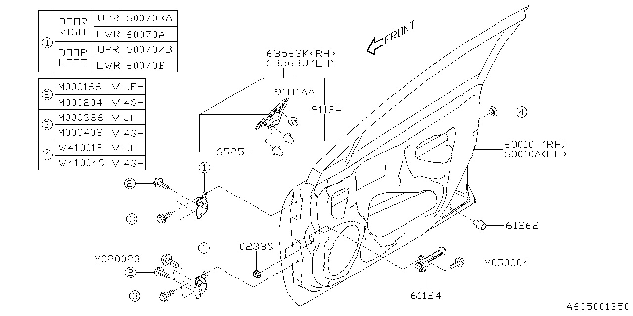 Diagram FRONT DOOR PANEL & REAR(SLIDE)DOOR PANEL for your 2012 Subaru Impreza   