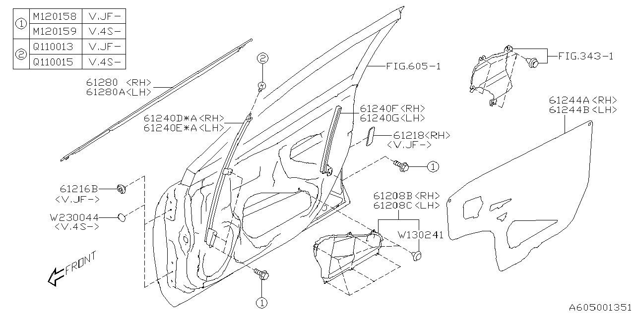 Diagram FRONT DOOR PANEL & REAR(SLIDE)DOOR PANEL for your Subaru Crosstrek  