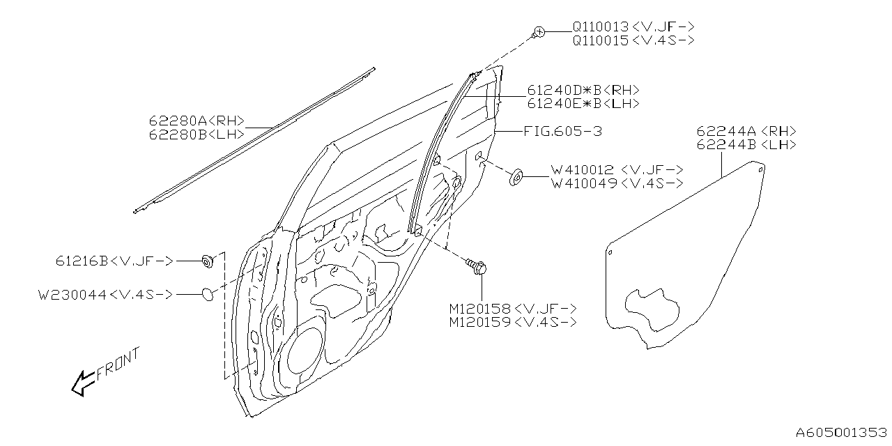 Diagram FRONT DOOR PANEL & REAR(SLIDE)DOOR PANEL for your 2005 Subaru Legacy 2.5L TURBO 5AT GT LIMITED(OBK:XT) SEDAN 