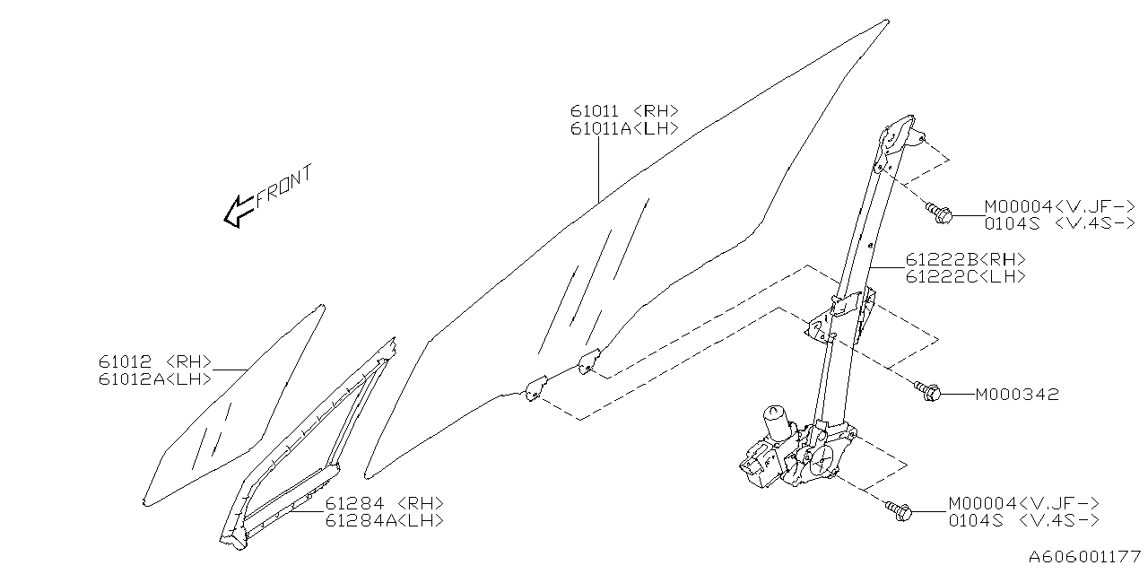 Diagram DOOR PARTS (GLASS & REGULATOR) for your Subaru Crosstrek  