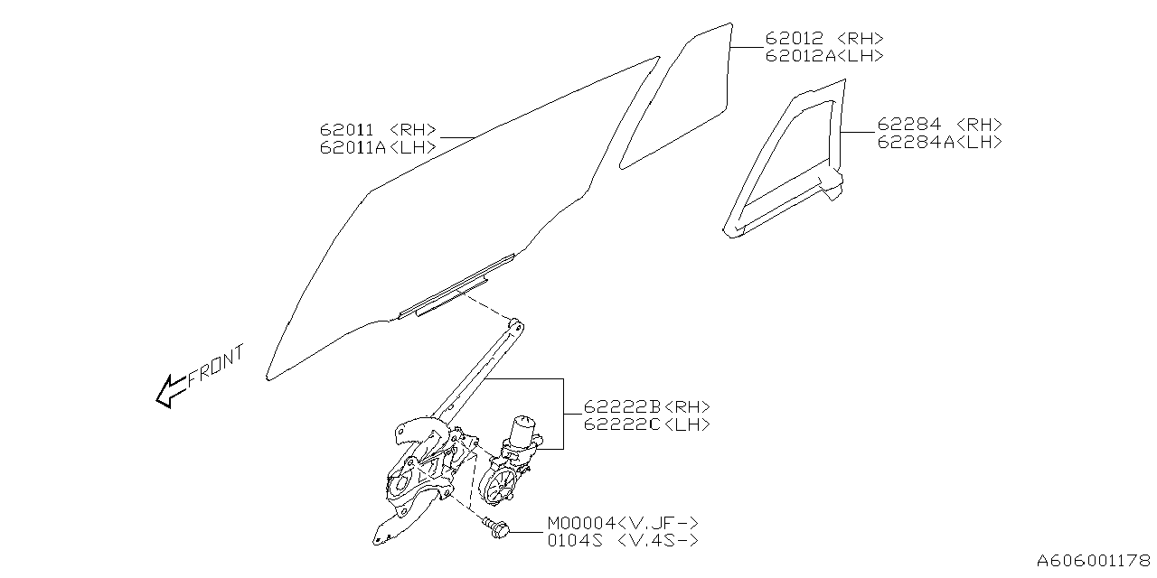 Diagram DOOR PARTS (GLASS & REGULATOR) for your Subaru Crosstrek  