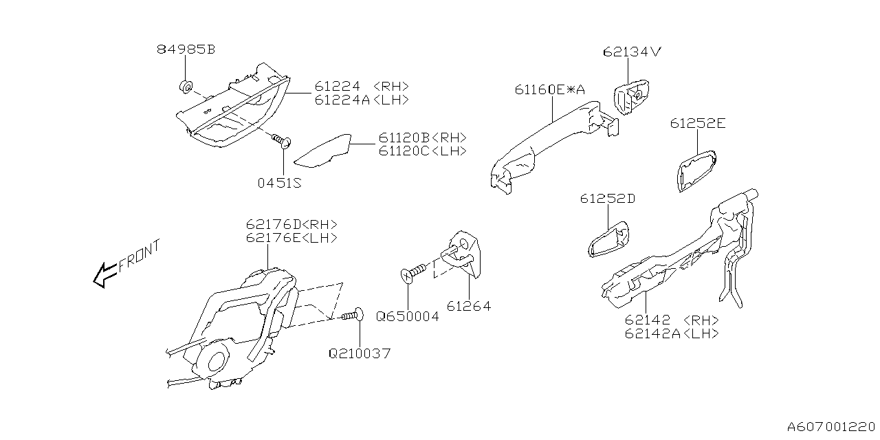 Diagram DOOR PARTS (LATCH & HANDLE) for your 2019 Subaru Ascent  Limited 8-Passenger w/EyeSight 