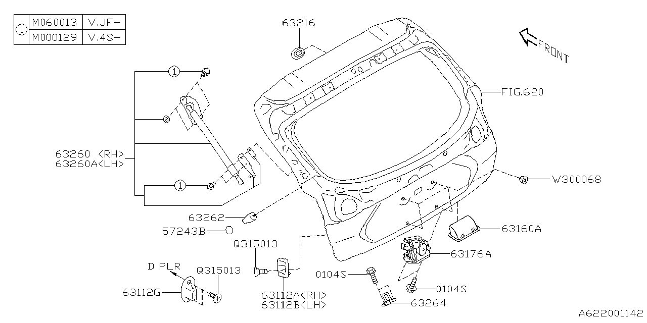 Diagram BACK DOOR PARTS for your 2024 Subaru Ascent   