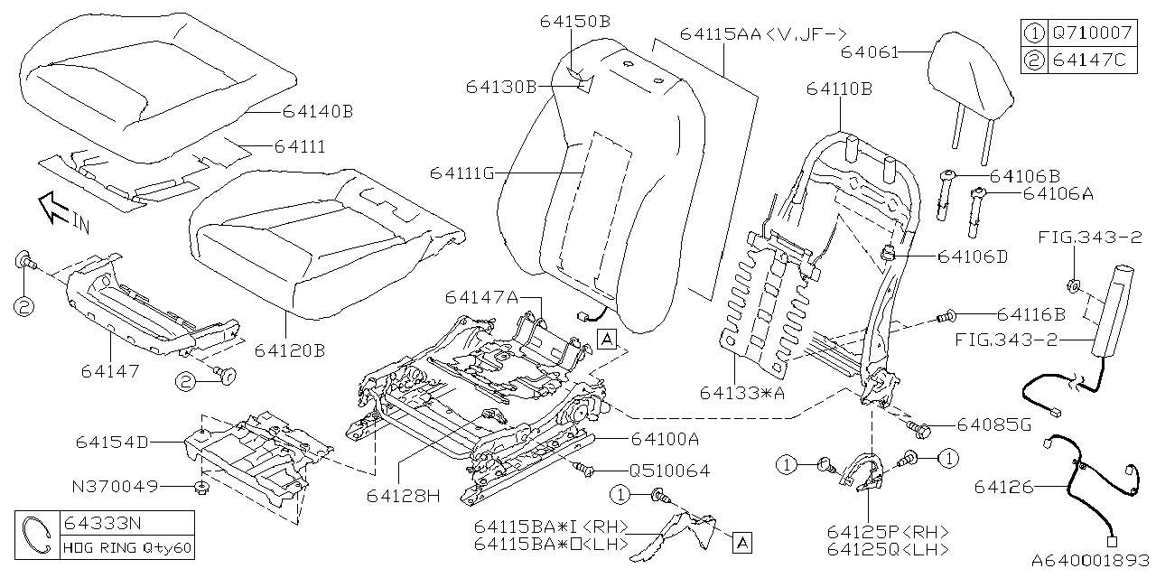 Diagram FRONT SEAT for your Subaru Crosstrek  