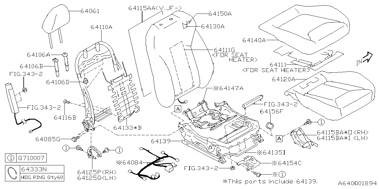 Diagram FRONT SEAT for your 2014 Subaru Legacy   