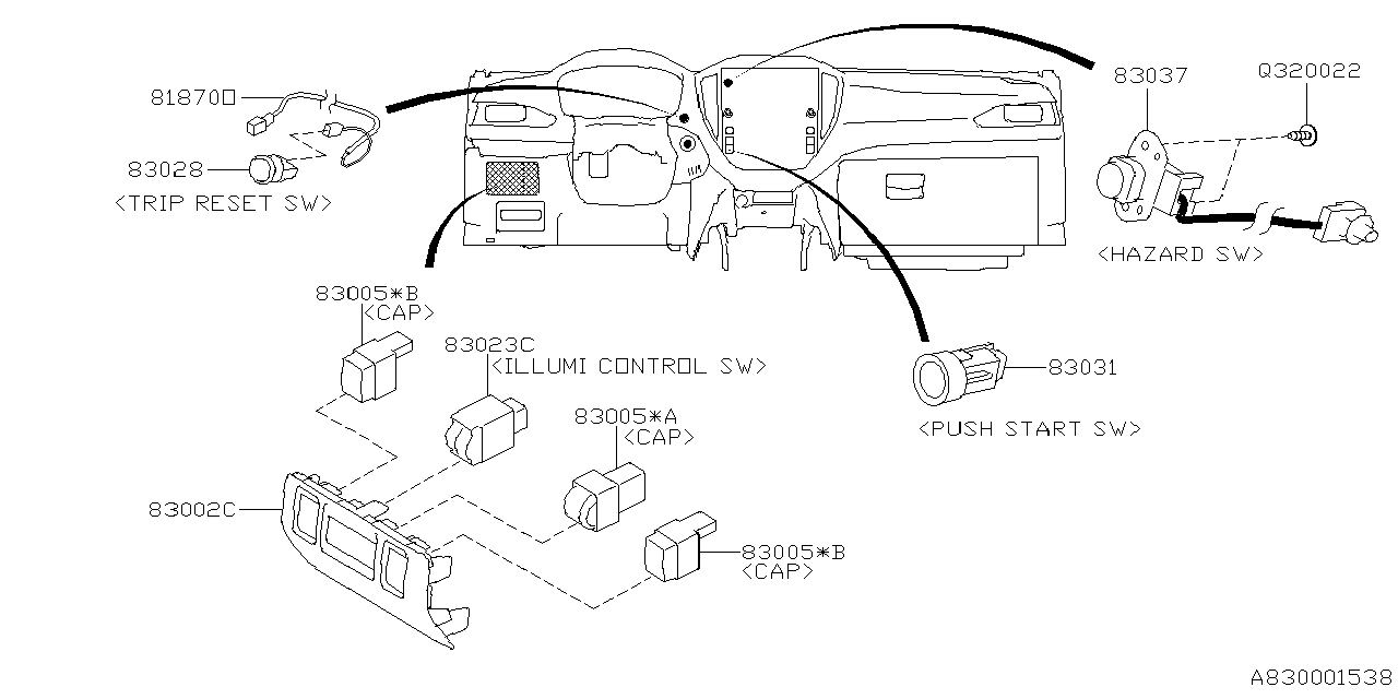 Diagram SWITCH (INSTRUMENTPANEL) for your Subaru Legacy  R Limited Sedan