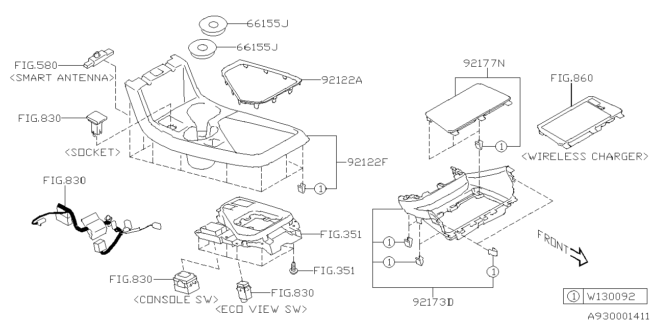 Diagram CONSOLE BOX for your 1994 Subaru Impreza   