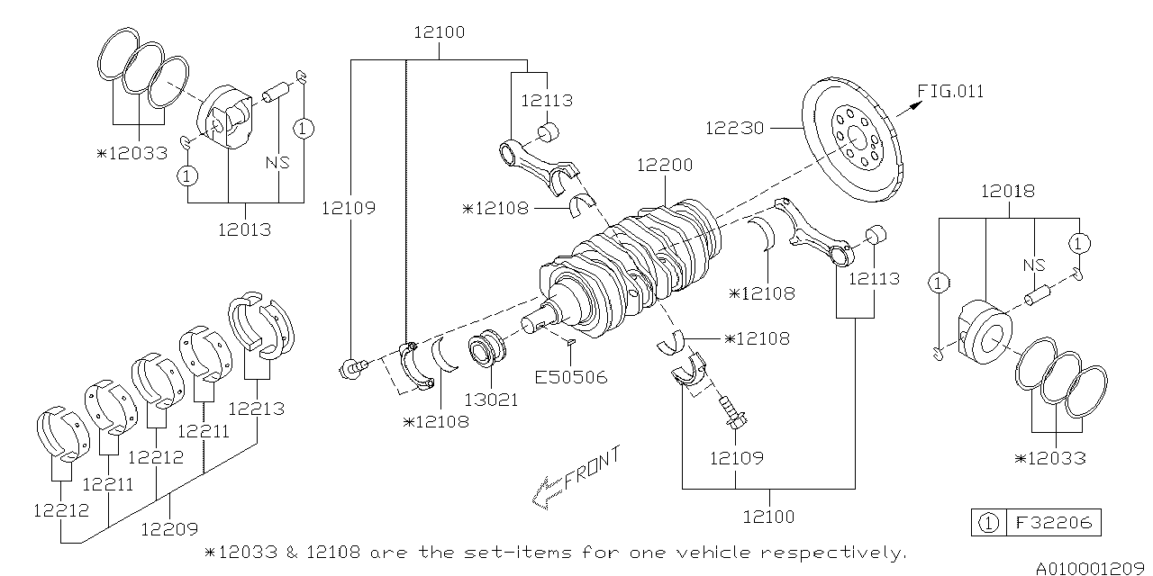 Diagram PISTON & CRANKSHAFT for your Subaru