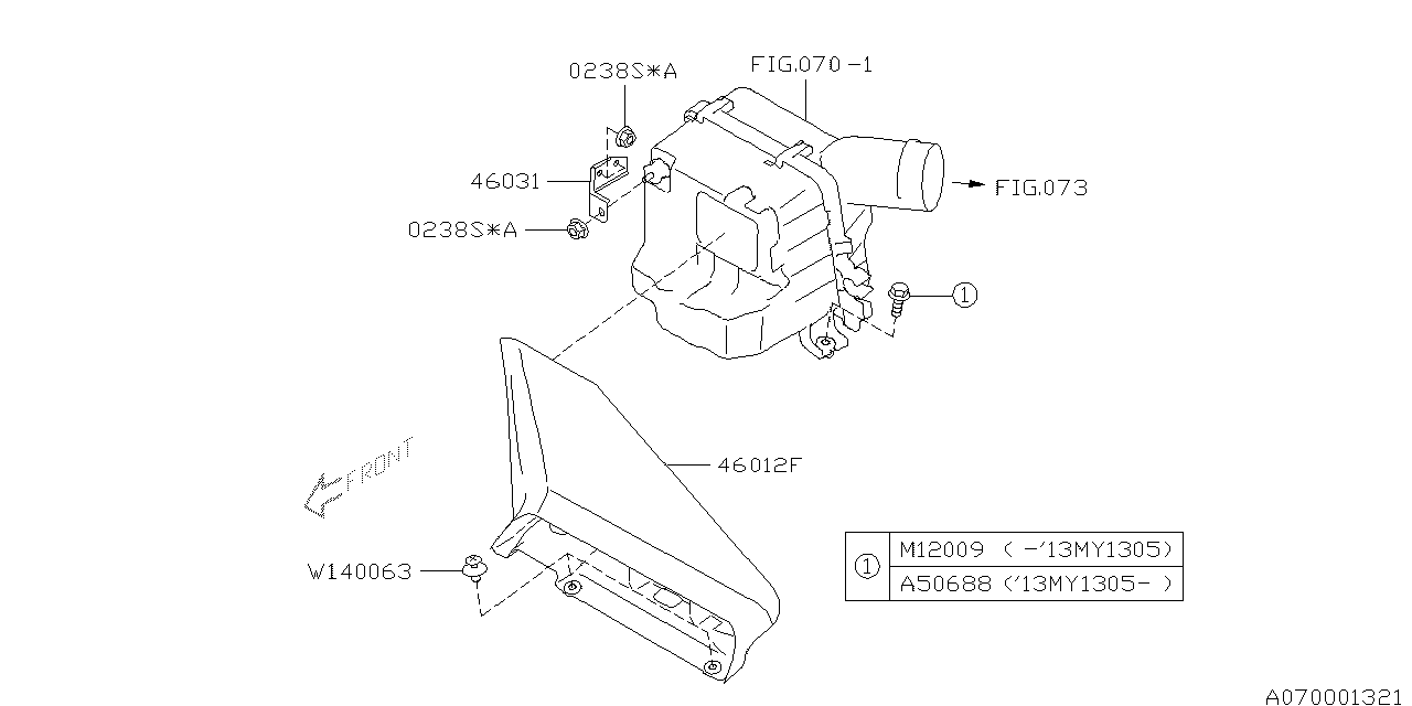 Diagram AIR CLEANER & ELEMENT for your 2013 Subaru Impreza  Premium Plus Sedan 