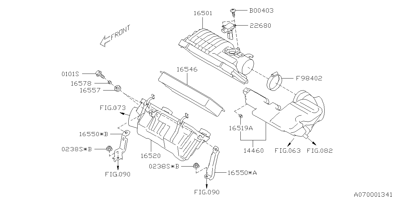 Diagram AIR CLEANER & ELEMENT for your 2022 Subaru Impreza   