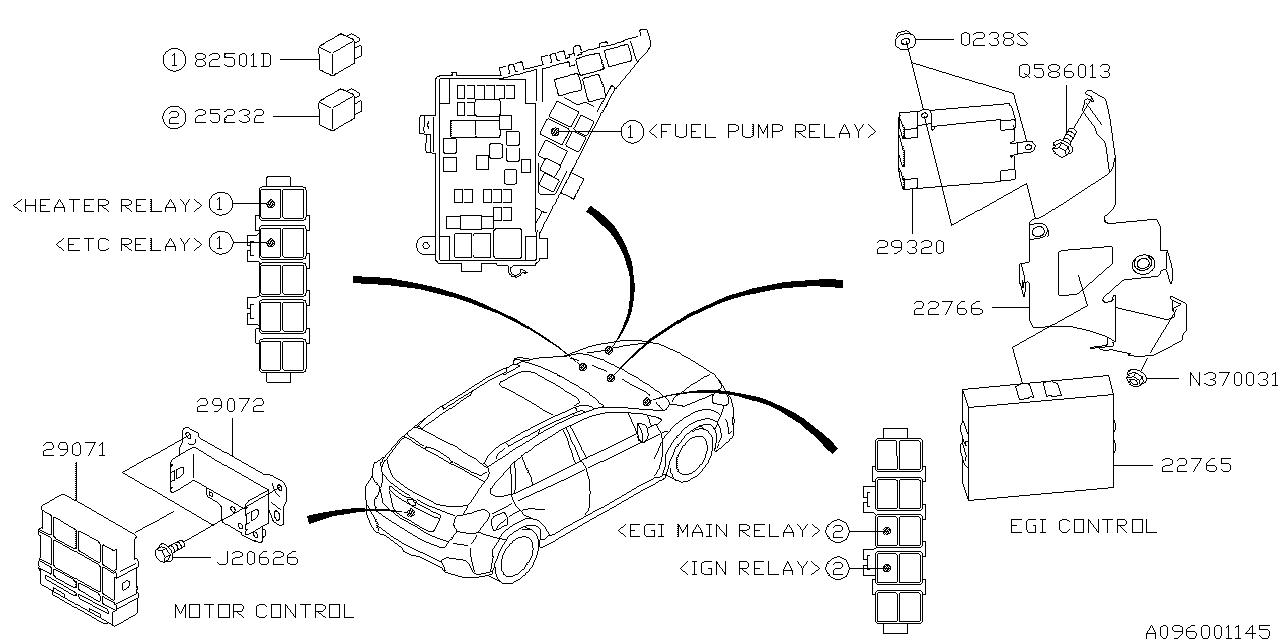 Diagram RELAY & SENSOR (ENGINE) for your Subaru Crosstrek  Limited