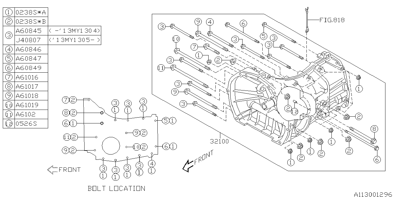 Diagram MT, TRANSMISSION CASE for your Subaru