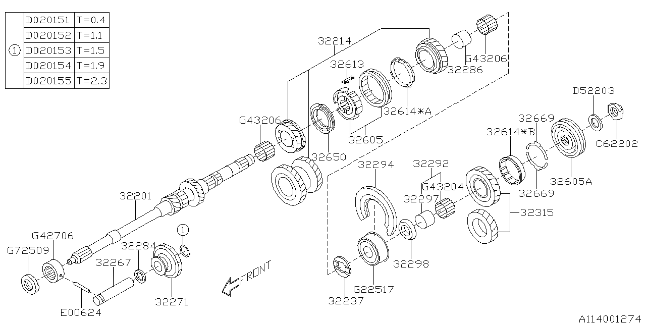 Diagram MT, MAIN SHAFT for your 2017 Subaru Impreza  Premium Plus Wagon 