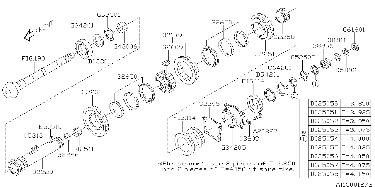 Diagram MT, DRIVE PINION SHAFT for your Subaru