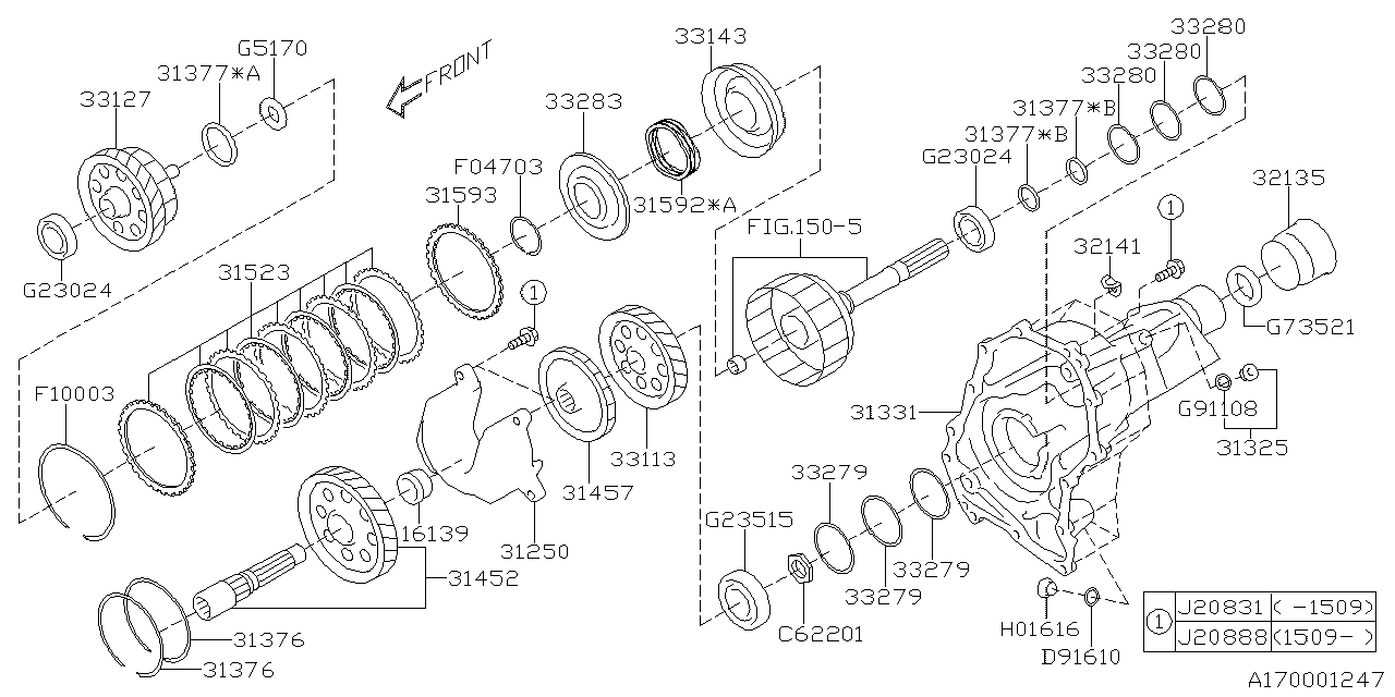 Diagram AT, TRANSFER & EXTENSION for your Subaru