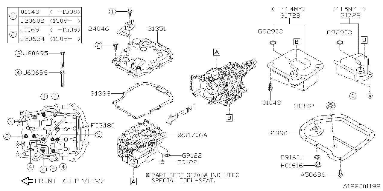 Diagram AT, CONTROL VALVE for your 2013 Subaru Crosstrek   