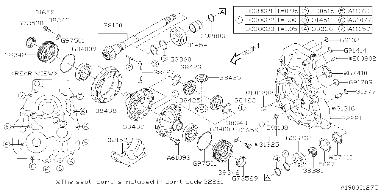 Diagram DIFFERENTIAL (TRANSMISSION) for your Subaru Forester  XS