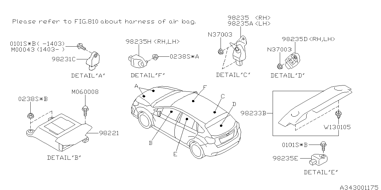 Diagram AIR BAG for your 2022 Subaru Outback   