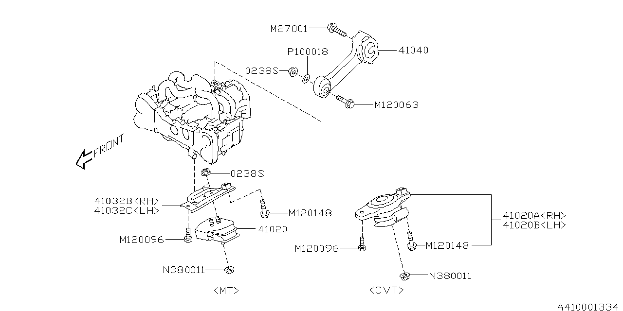 Diagram ENGINE MOUNTING for your 2004 Subaru WRX   