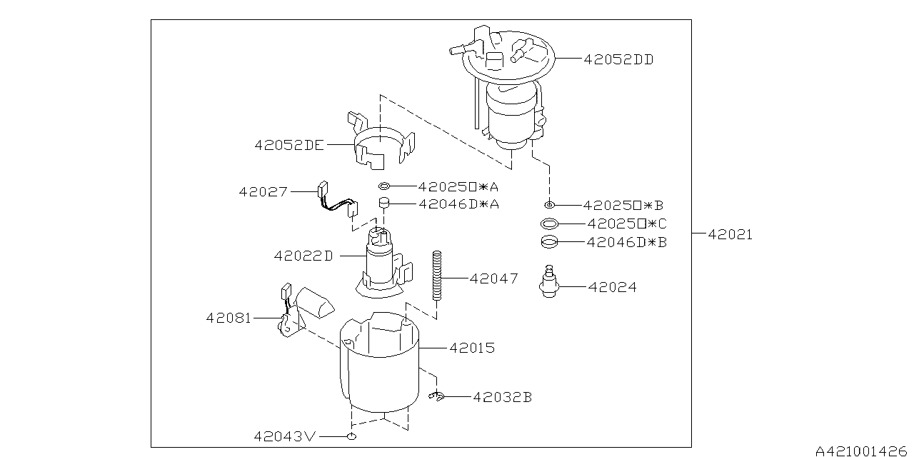 Diagram FUEL TANK for your 1999 Subaru Impreza   